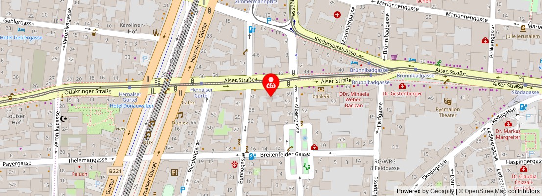 Street map section around the address