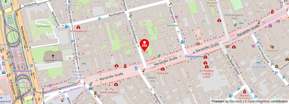 Street map section around the address