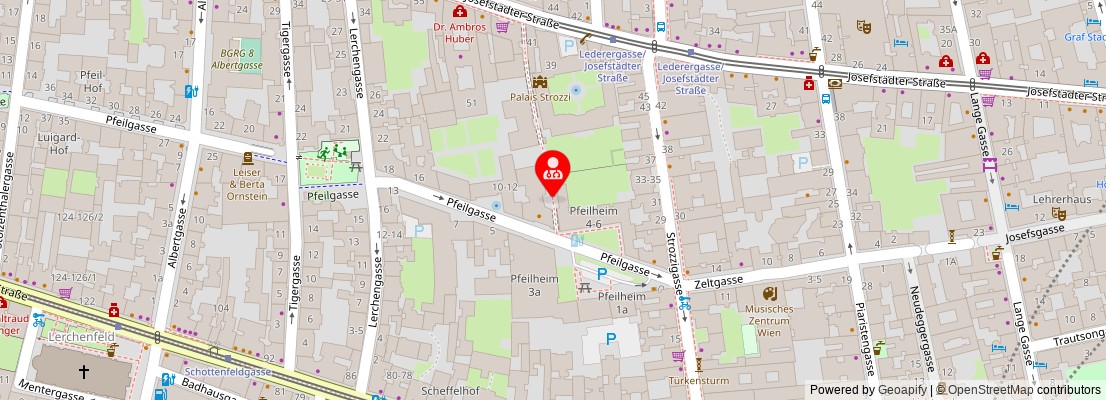 Street map section around the address