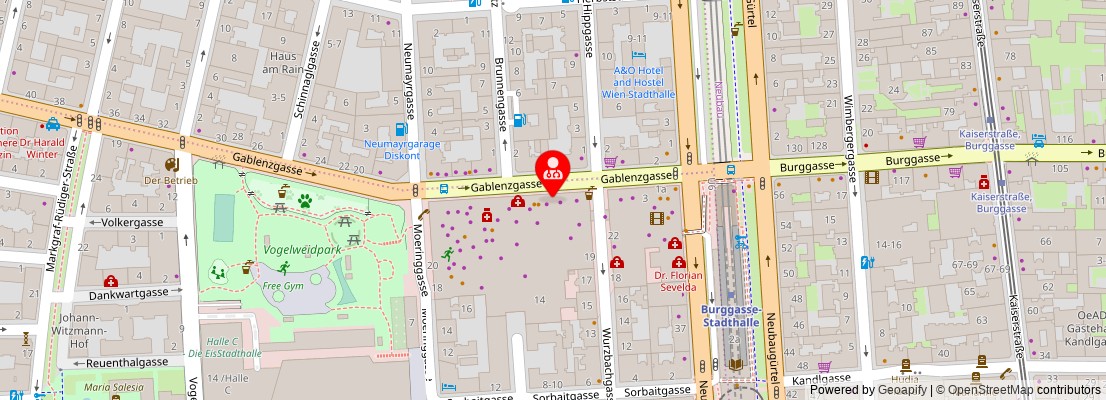 Street map section around the address