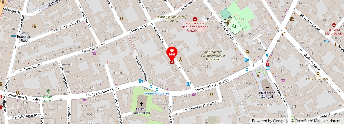 Street map section around the address