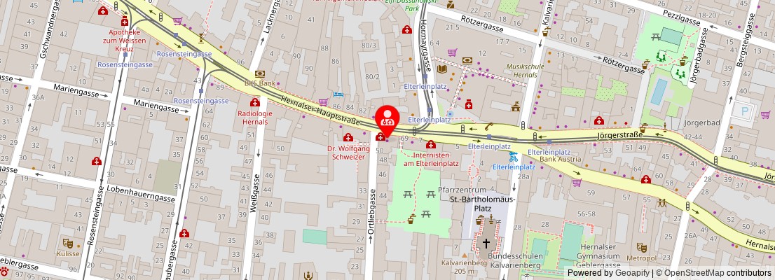 Street map section around the address