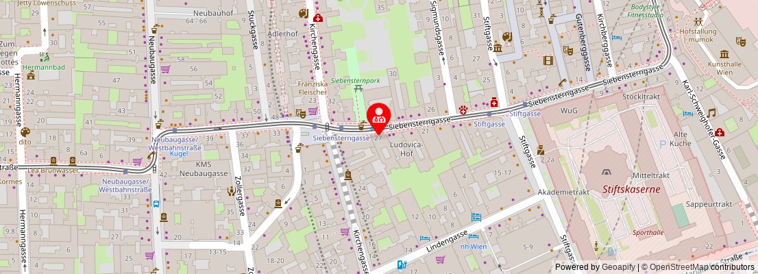 Street map section around the address