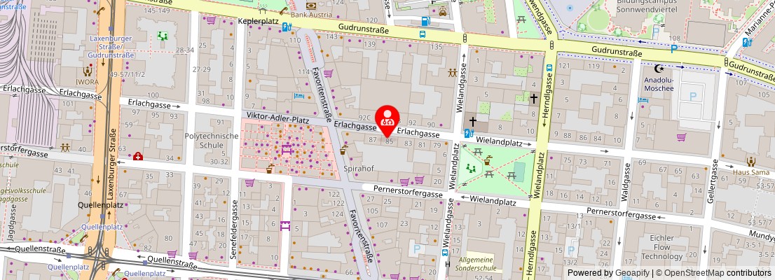 Street map section around the address