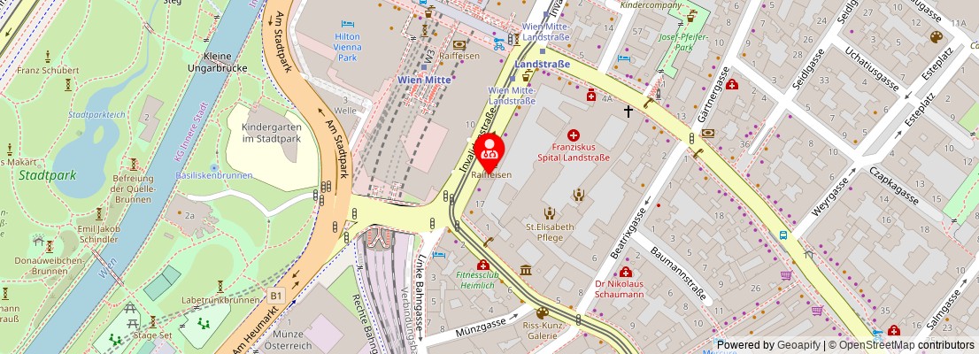 Street map section around the address