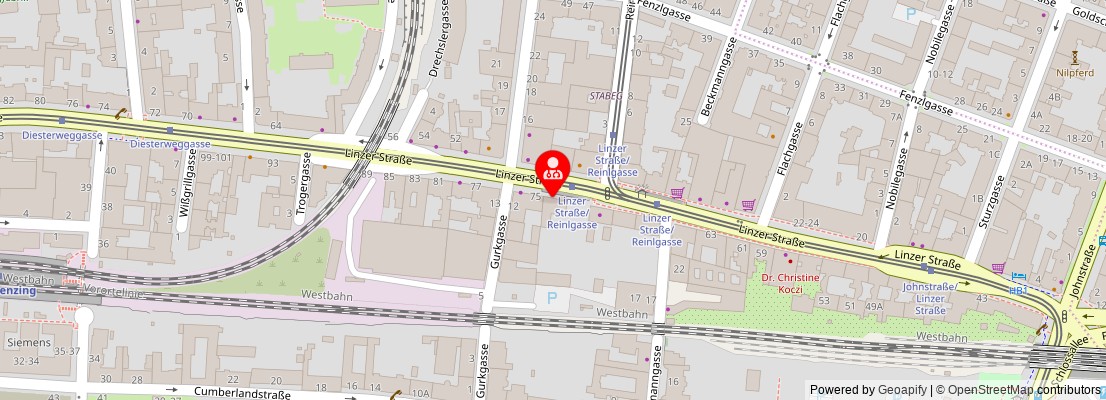 Street map section around the address