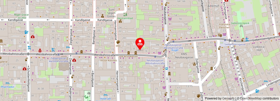 Street map section around the address