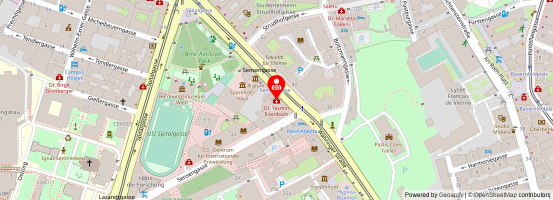 Street map section around the address