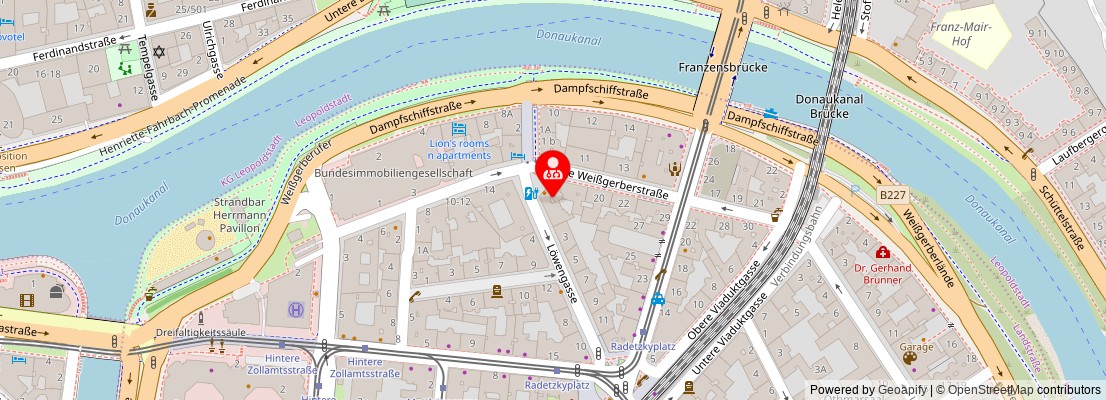 Street map section around the address