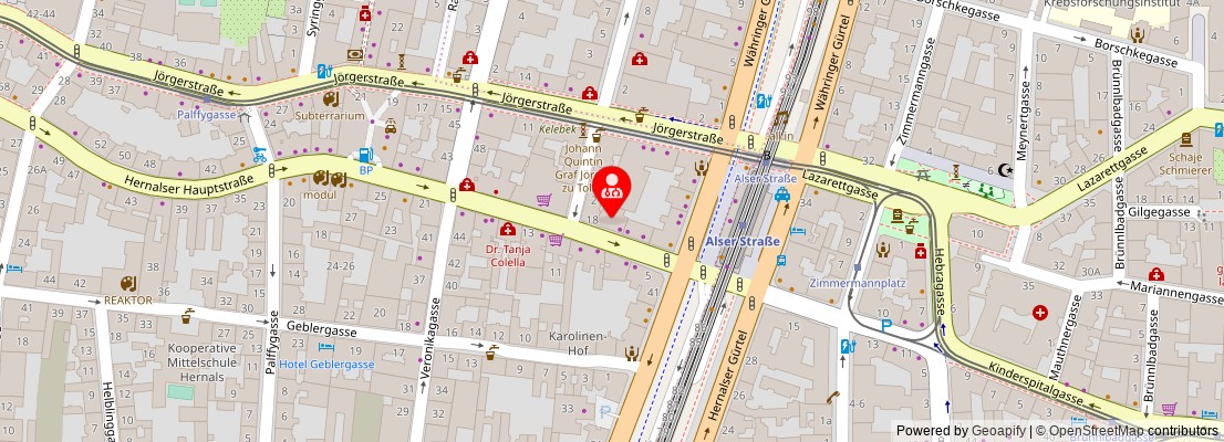 Street map section around the address