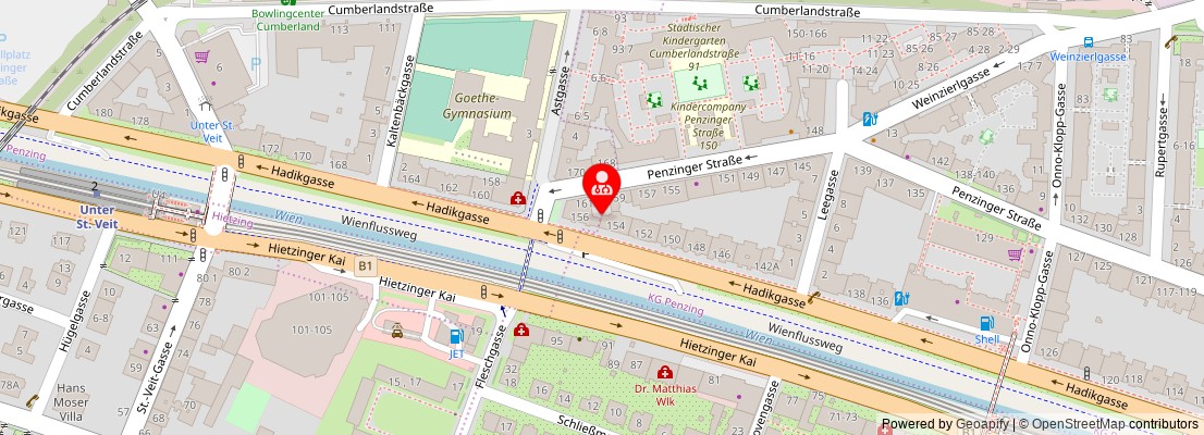 Street map section around the address