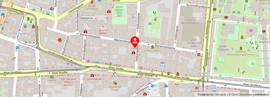 Street map section around the address
