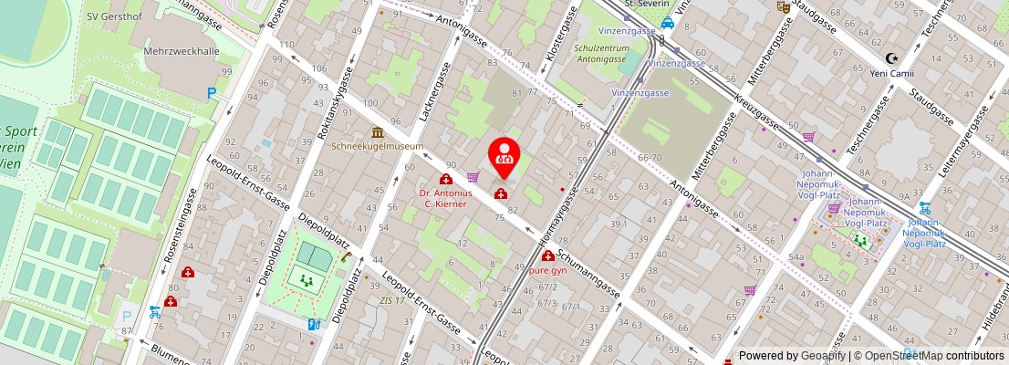 Street map section around the address