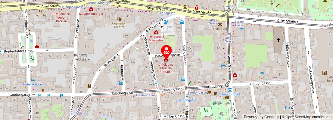 Street map section around the address