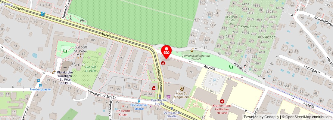 Street map section around the address