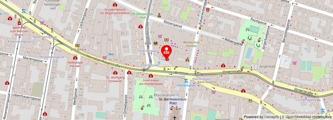 Street map section around the address
