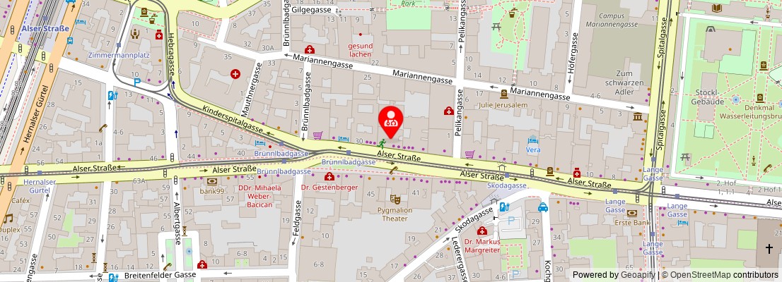 Street map section around the address