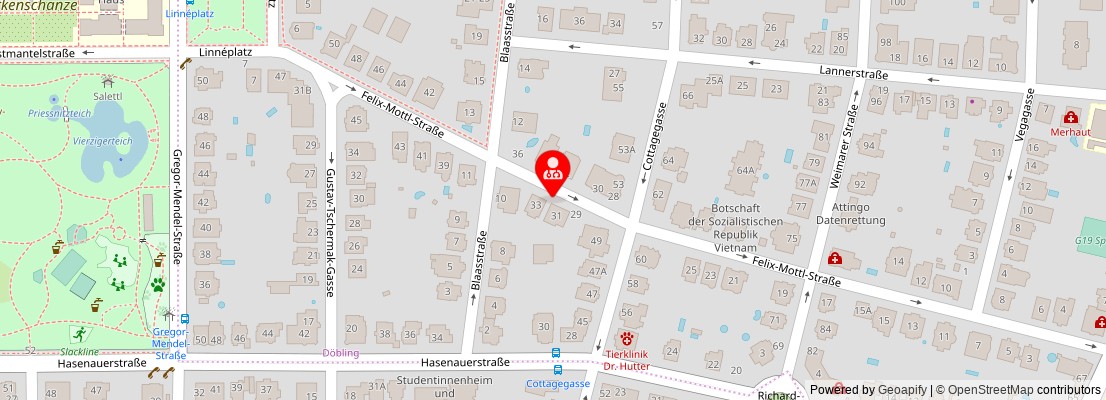 Street map section around the address