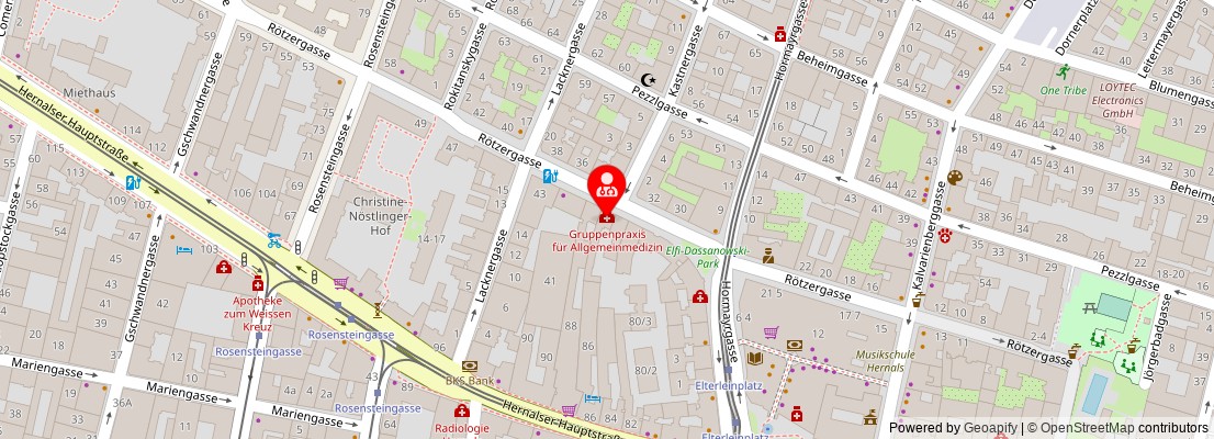 Street map section around the address
