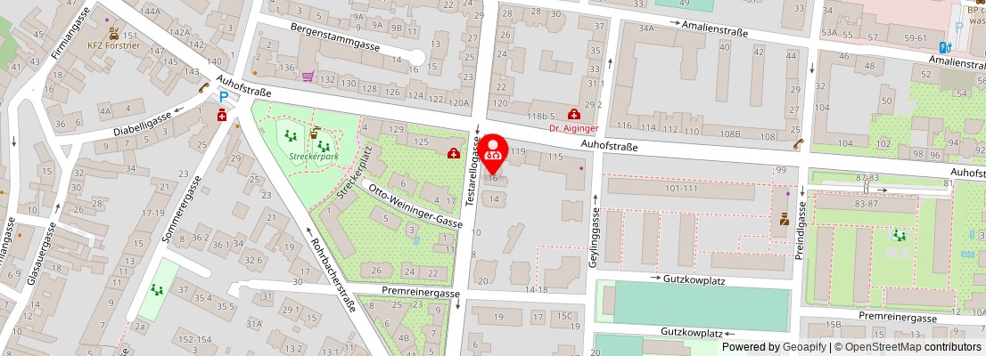Street map section around the address