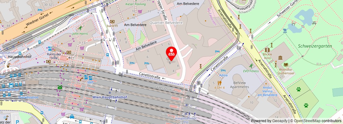 Street map section around the address
