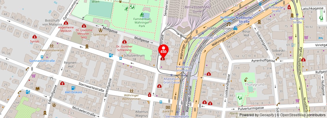 Street map section around the address