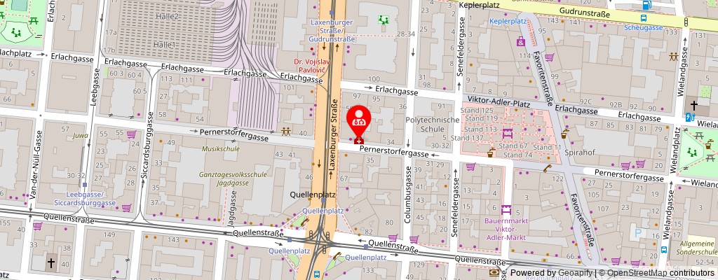Street map section around the address