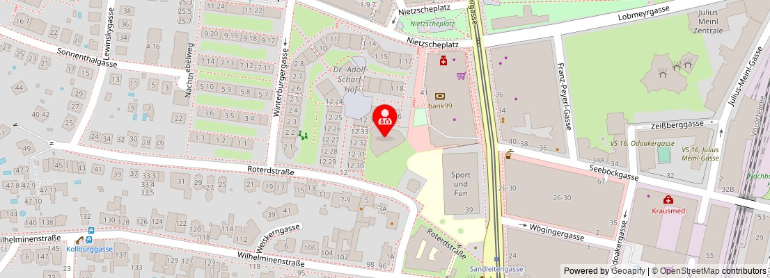Street map section around the address