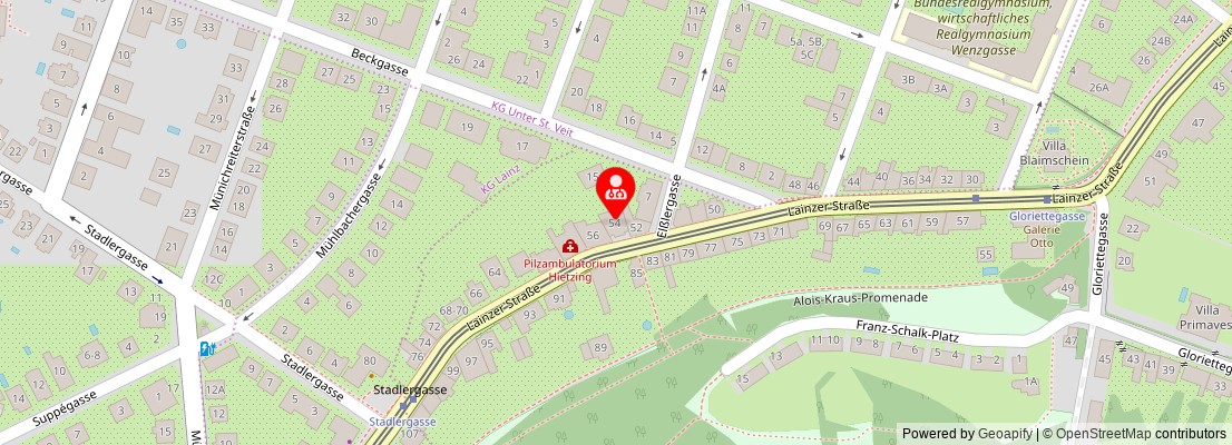 Street map section around the address