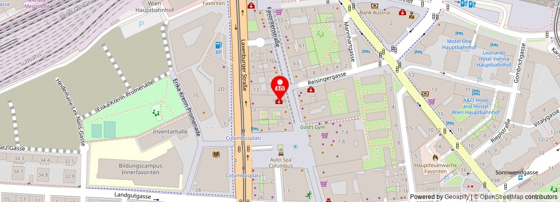 Street map section around the address