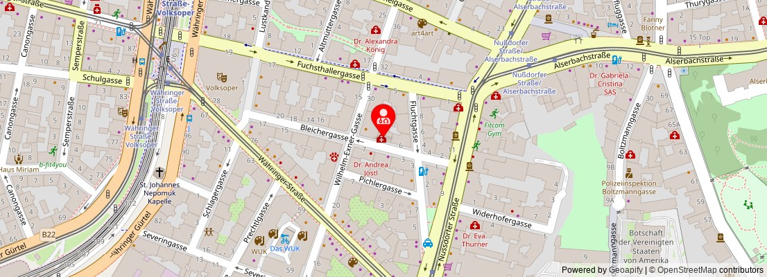 Street map section around the address