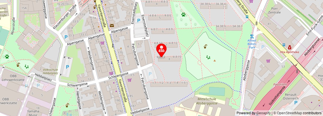 Street map section around the address
