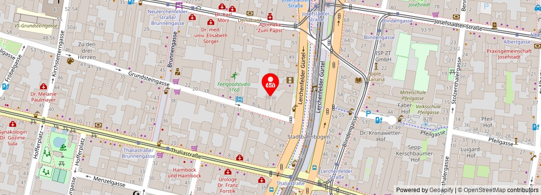 Street map section around the address