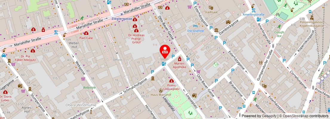 Street map section around the address