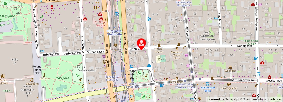 Street map section around the address