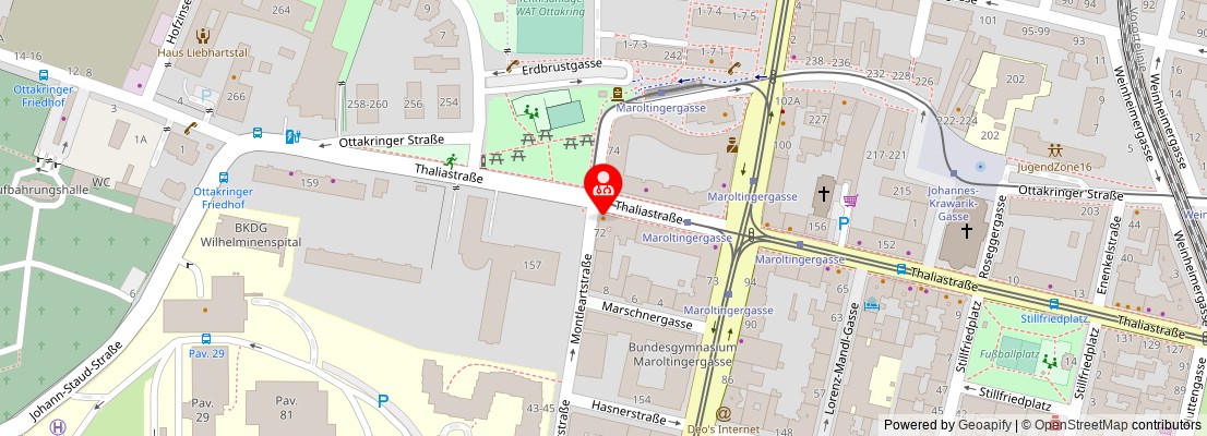 Street map section around the address