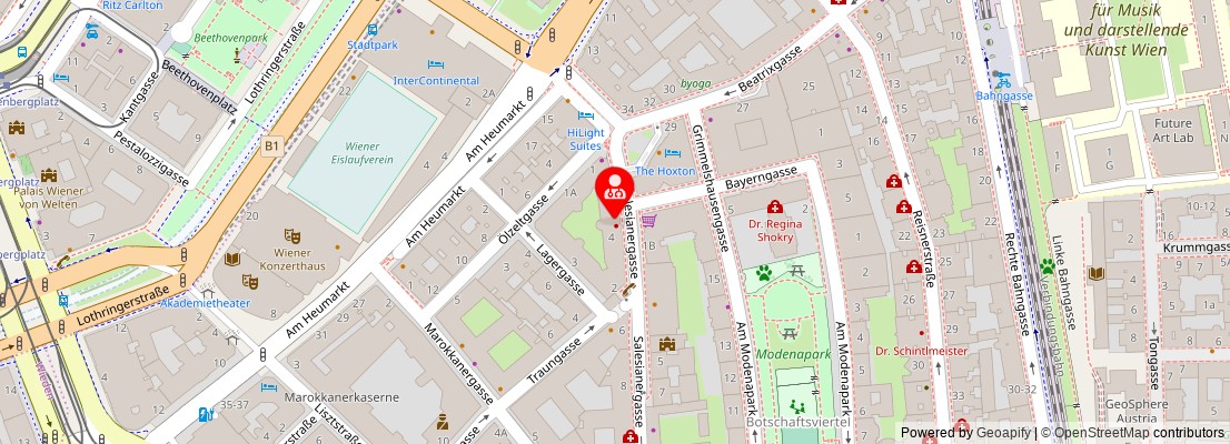 Street map section around the address