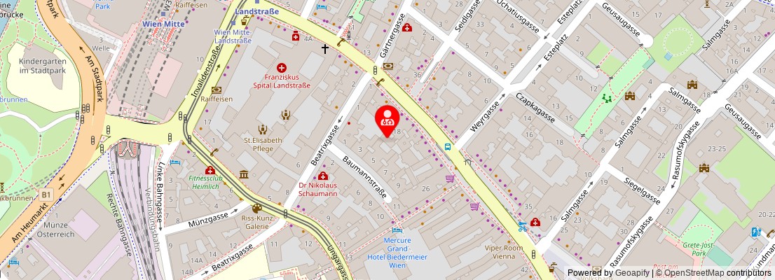 Street map section around the address