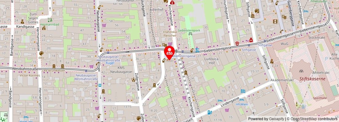 Street map section around the address