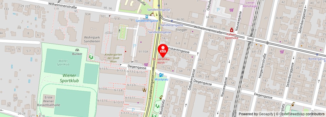 Street map section around the address