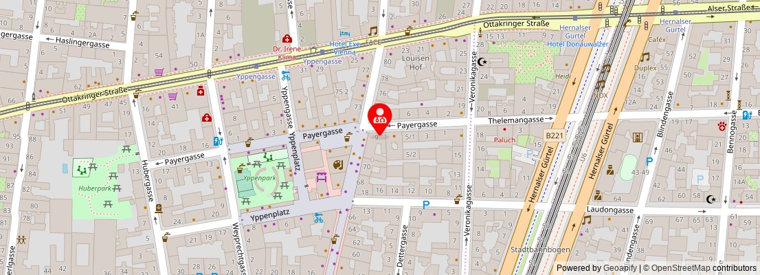 Street map section around the address