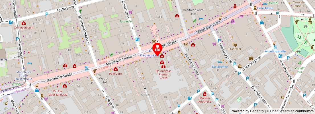 Street map section around the address