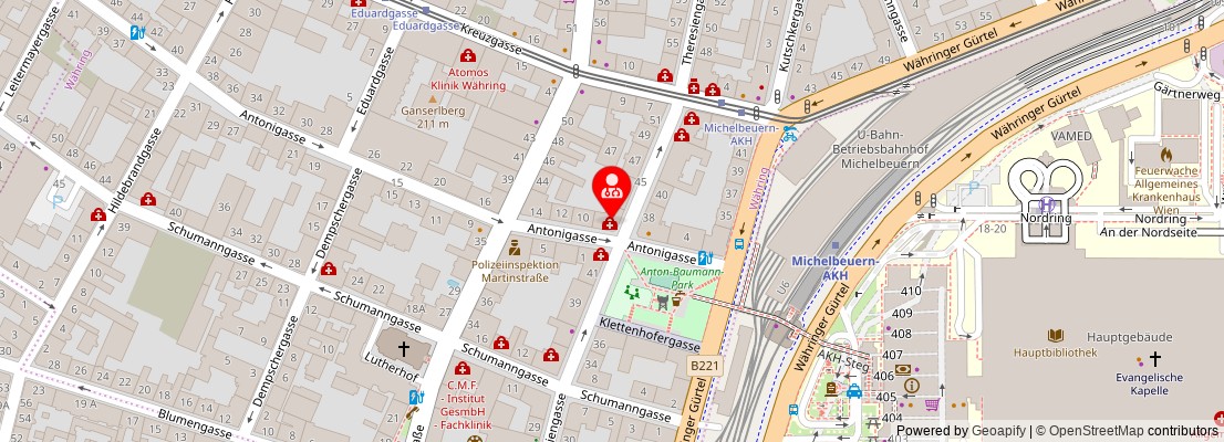 Street map section around the address