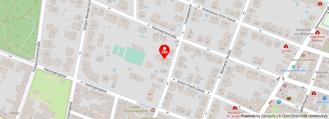Street map section around the address