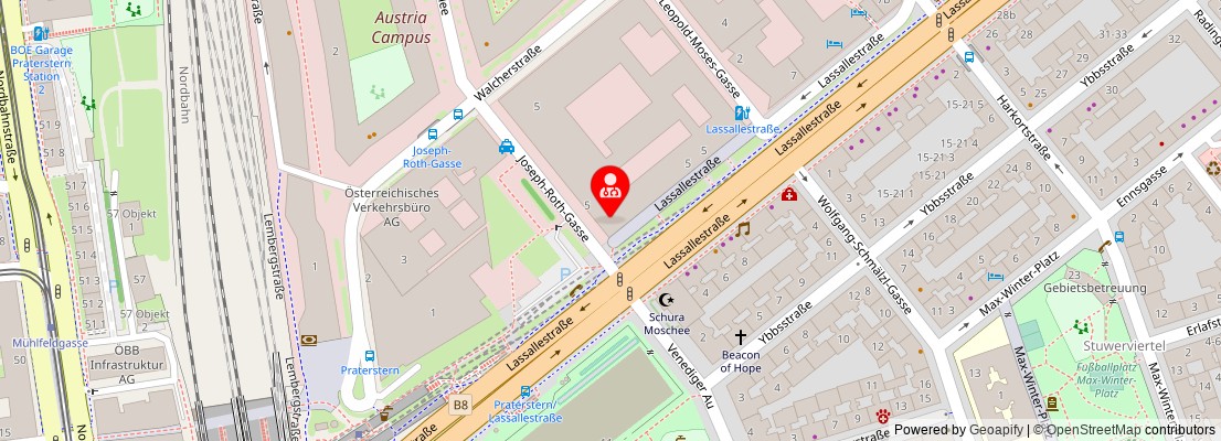 Street map section around the address